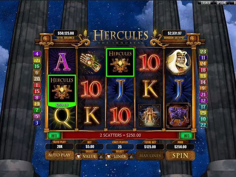 Hercules the Immortal RTG Progressive Jackpot Slot