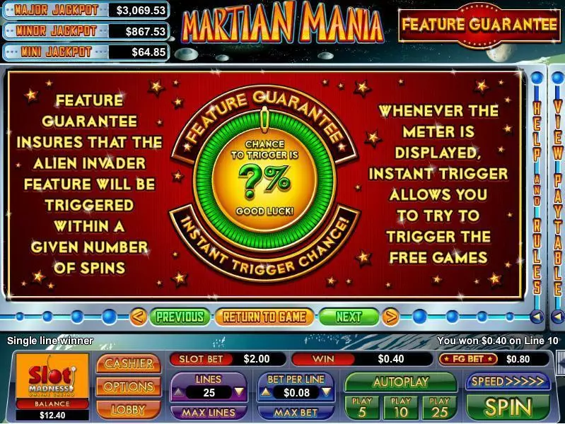 Martian Mania NuWorks Progressive Jackpot Slot